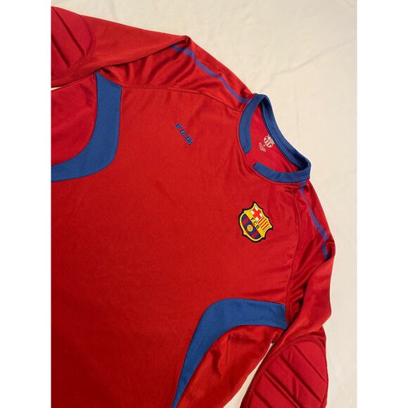 FC Barcelona Goalkeeper Soccer Jersey Mens Medium Large Red Elbow Pads Padded - Picture 2 of 14